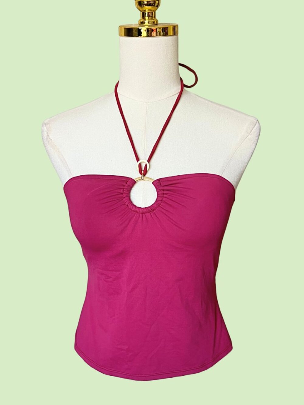 Y2K Magenta Ring Halter Tankini Top